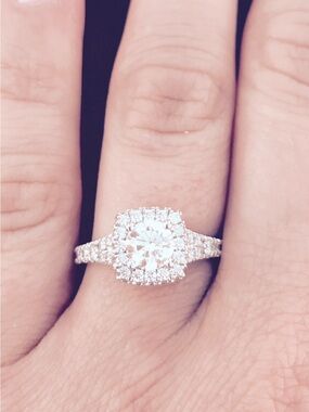 Hearts on Fire White Gold Cushion Halo Diamond Ring